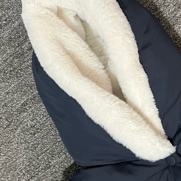 MNG Baby Coat Jacket Size 18-24 Months Navy Blue Cream Snap Front - Picture 3 of 5